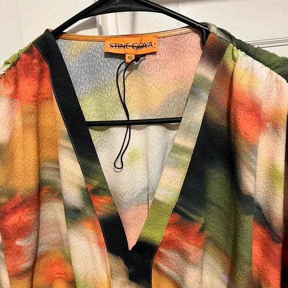 Stine Goya Veroma Floral Long Sleeve Midi Dress Flowers In Motion Size XS New - Picture 5 of 6